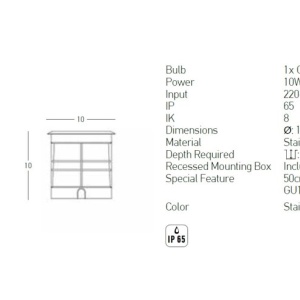 Spot incastrabil de exterior decorativ IP65 Ismet A GU10 154786 universul-luminii.ro