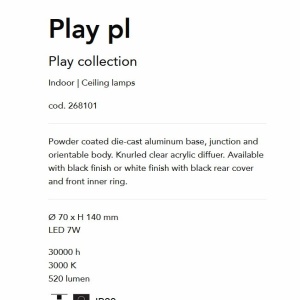 Spot LED aplicat aparent PLAY PL NERO - Img 3