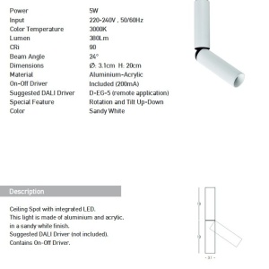 Spot LED aplicat cu rotire si înclinare Tube alb 155176 universul-luminii.ro