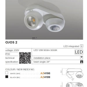 Spot LED aplicat directionabil de tavan/plafon OJOS 2 negru 97706 universul-luminii.ro