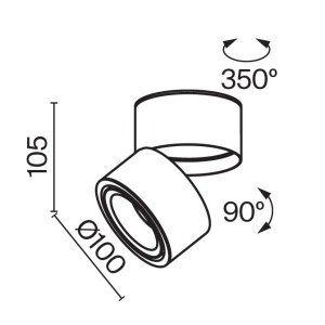 Spot LED aplicat directionabil dimabil design tehnic Yin negru, 4000K 212686 universul-luminii.ro