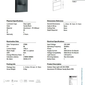 Spot LED aplicat scari exterior IP65 RISE negru - Img 3