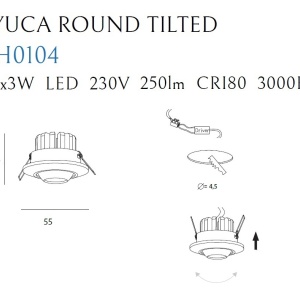 Spot LED directionabil incastrabil tavan fals YUCA ROUND TILTED alb H0104 MX - Img 3