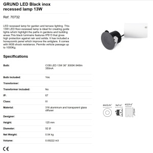 Spot LED incastrabil de exterior pavaj GRUND 13W inox negru 84806 universul-luminii.ro