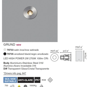 Spot LED incastrabil de exterior pavaj GRUND 2W inox 92286 universul-luminii.ro