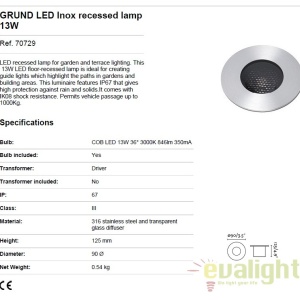 Spot LED incastrabil exterior pavaj GRUND 13W 70729 174526 universul-luminii.ro
