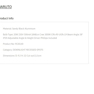 Spot LED incastrabil tavan ajustabil NARUTO negru 141106 universul-luminii.ro