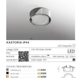 Spot LED incastrabil tavan/plafon baie IP44 KASTORIA BLACK 98036 universul-luminii.ro