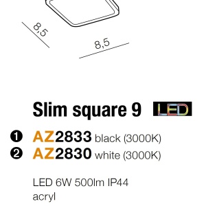 Spot LED pentru baie incastrat IP44 Slim 9 square 3000K negru 71106 universul-luminii.ro