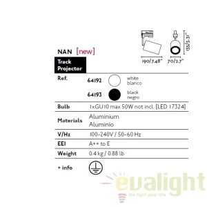 Spot negru directionabil pe sina, NAN 64193 62466 universul-luminii.ro