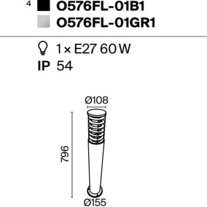 Stalp de exterior cu protectie IP54, Bronx gri H-79,6cm 120846 universul-luminii.ro