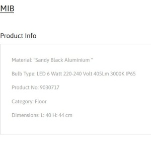 Stalp de exterior pentru terasa sau gradina, MIB H-44cm 152926 universul-luminii.ro