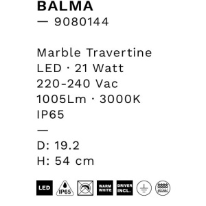 Stalp exterior din travertin LED IP65 Balma 251296 universul-luminii.ro