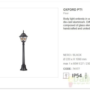 Stalp exterior IP54 OXFORD PT1 52506 universul-luminii.ro