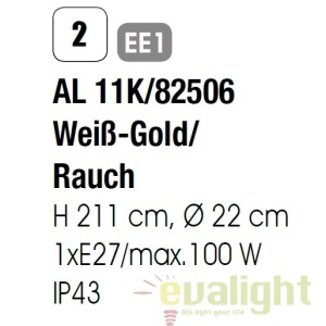 Stalp exterior stil clasic IP43 H195 Puchberg AL 11K/82506 weiß-gold/rauch OR 54966 universul-luminii.ro