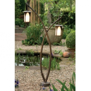 Stalp iluminat exterior din fier forjat, design asiatic, inaltime 170cm, AL 6642