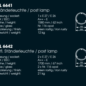 Stalp iluminat exterior din fier forjat, design asiatic, inaltime 170cm, AL 6642 55046 universul-luminii.ro