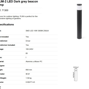 Stalp LED de iluminat exterior design modern IP65 PLIM-2 80746 universul-luminii.ro