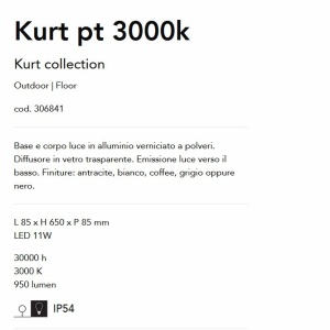 Stalp LED iluminat exterior, IP54 Kurt pt 3000k alb 44526 universul-luminii.ro