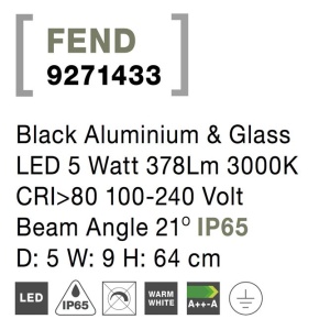 Stalp LED modern pentru iluminat exterior IP65 FEND H-64cm 190706 universul-luminii.ro