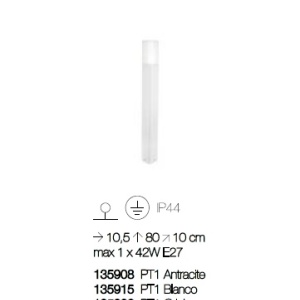 Stalp modern de exterior cu protectie IP44 PULSAR PT1 ANTRACITE 135908 51246 universul-luminii.ro