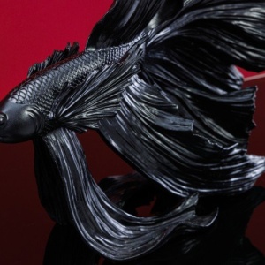 Statueta decorativa extravaganta Fisch Crowntail 35cm, negru - Img 4