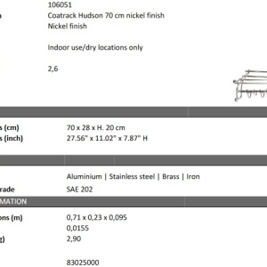 Suport haine design LUX Hudson S, nickel 106051 HZ - Img 4
