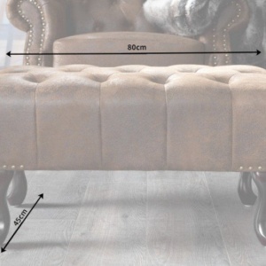 Taburete clasic stil englezesc Chesterfield maro antic - Img 6
