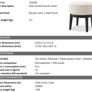 Taburete elegant design LUX Jarrett, Boucle crem - Img 5