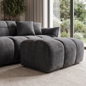 Taburete, Suport picioare CLOUD 100cm, catifea Vogue gri - Img 3