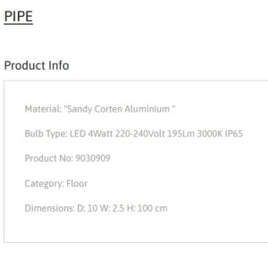 Tarus LED modern iluminat exterior ambiental IP65 PIPE H-100cm 126856 universul-luminii.ro