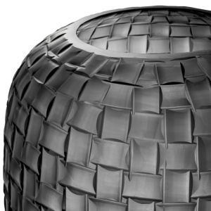 Vas decorativ design LUX realizat manual din sticla Varese L gri - Img 2