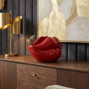 Vaza flori, Vas decorativ Vase LIP 55cm buze rosii - Img 2