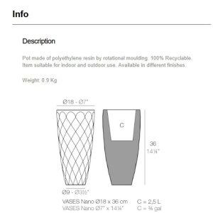 Vaza / Ghiveci de flori / plante / exterior / interior design modern premium VASES NANO PLANTER 18x36 47036F Vondom - Img 5