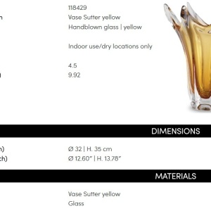 Vaza, Vas decorativ design LUX Sutter, galben - Img 6