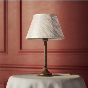 Veioza, Lampa de masa cu abajur elegant Ivory Striped - Img 3