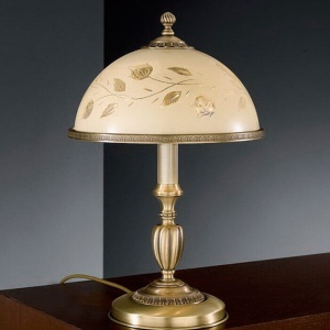 Veioza / Lampa de masa din alama cu sticla decorata design italian H-48cm 6208 101716 universul-luminii.ro