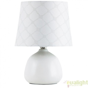 Veioza, lampa de masa, finisaj alb, diametru 18cm, Ellie 4379 RX