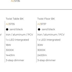 Veioza/Lampa de masa LED TWIST 3-STEP DIMM BK 143716 universul-luminii.ro