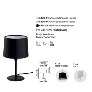 Veioza / Lampa de masa moderna design elegant CONGA alba 64310-04 83916 universul-luminii.ro