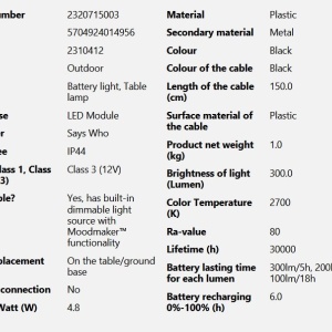 Veioza LED portabila de exterior design nordic IP44 Sponge Battery negru 241696 universul-luminii.ro