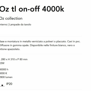 Veioza LED stil minimalist Oz tl on-off 4000k alama 165416 universul-luminii.ro