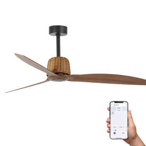 Ventilator aplicat tavan smart sistem TUYA si telecomanda WEAVER M Black/walnut