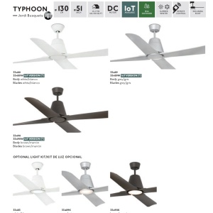 Ventilator de tavan cu telecomanda de exterior IP44 design modern TYPHOON maro 84726 universul-luminii.ro