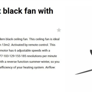 Ventilator tavan cu telecomanda ETERFAN negru 124076 universul-luminii.ro