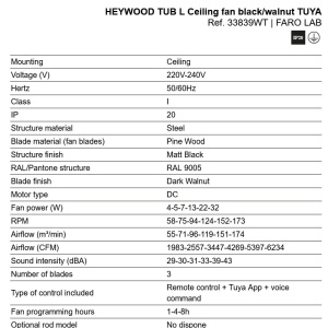 Ventilator tavan smart sistem TUYA si telecomanda HEYWOOD TUB L negru/nuc - Img 6