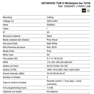 Ventilator tavan smart sistem TUYA si telecomanda HEYWOOD TUB S alb/pin - Img 6