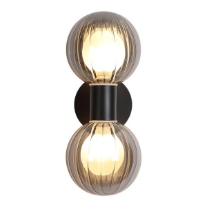 Aplica baie Protectie IP44 metal negru, sticla fumurie Luminsphere 2Lt 628207 universul-luminii.ro