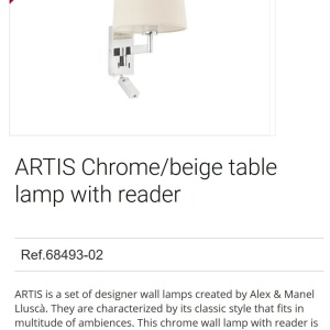 Aplica cu reader LED stil clasic design elegant ARTIS crom/bej 92147 universul-luminii.ro
