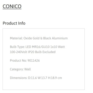 Aplica cu Spot CONICO auriu, NVL-9011426 246567 universul-luminii.ro
